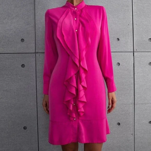 Hot pInk Long Sleeved Dress - Picture 2 of 8